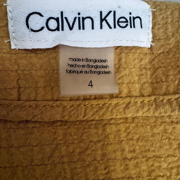 Calvin Klein Mustard Yellow Belted Wrap Dress Size 4 - Picture 8 of 11